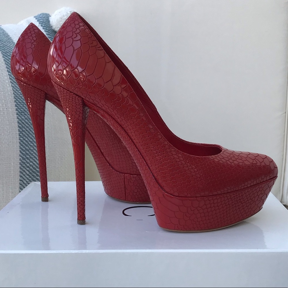 Red Snakeskin Heels